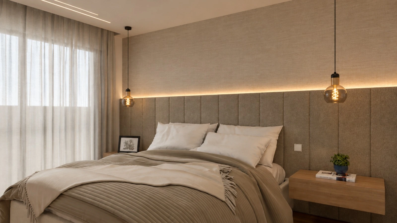 Projeto de interiores do quarto do apartamento em Gaia