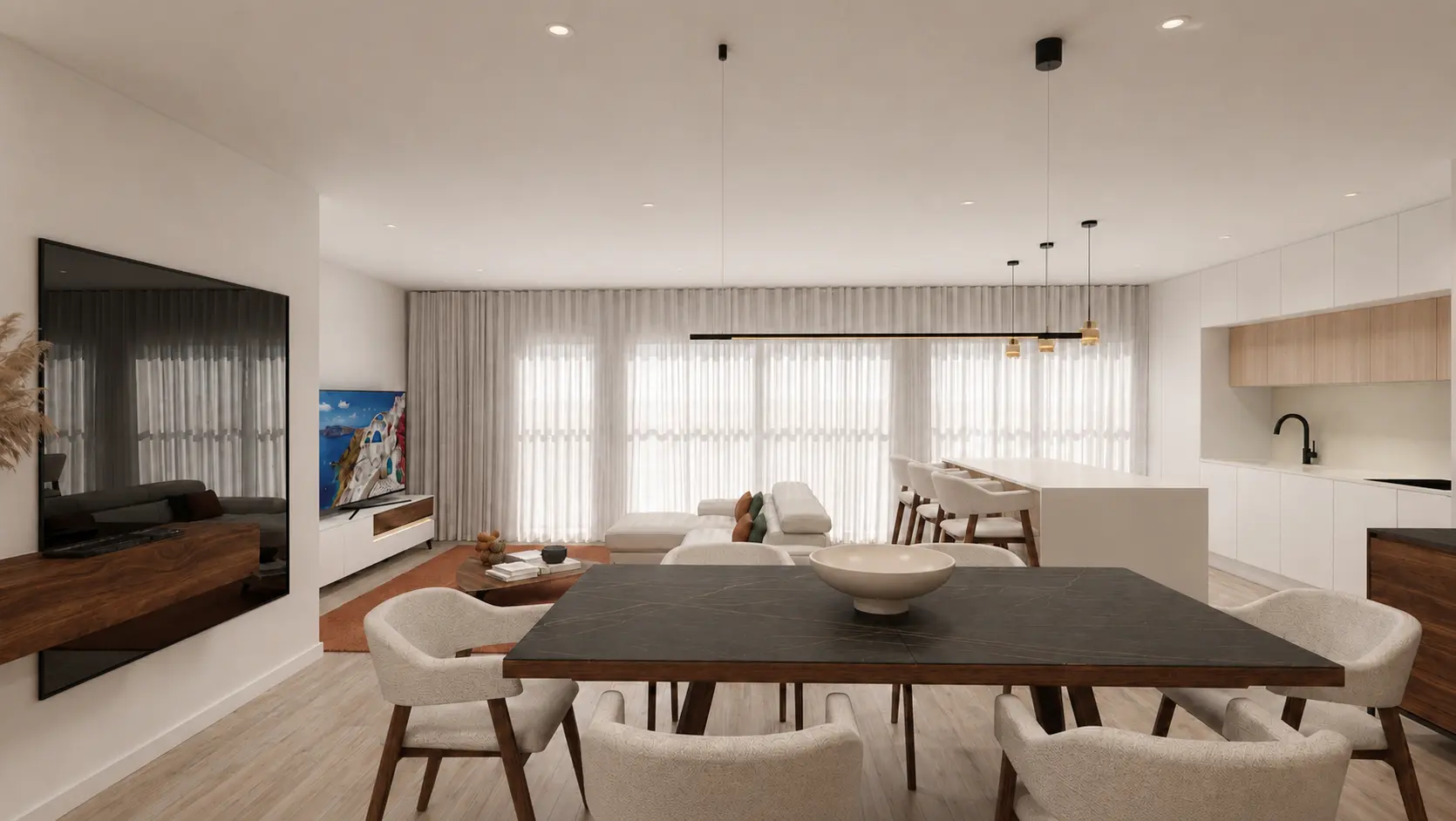 Design de interiores da sala do apartamento em Alenquer