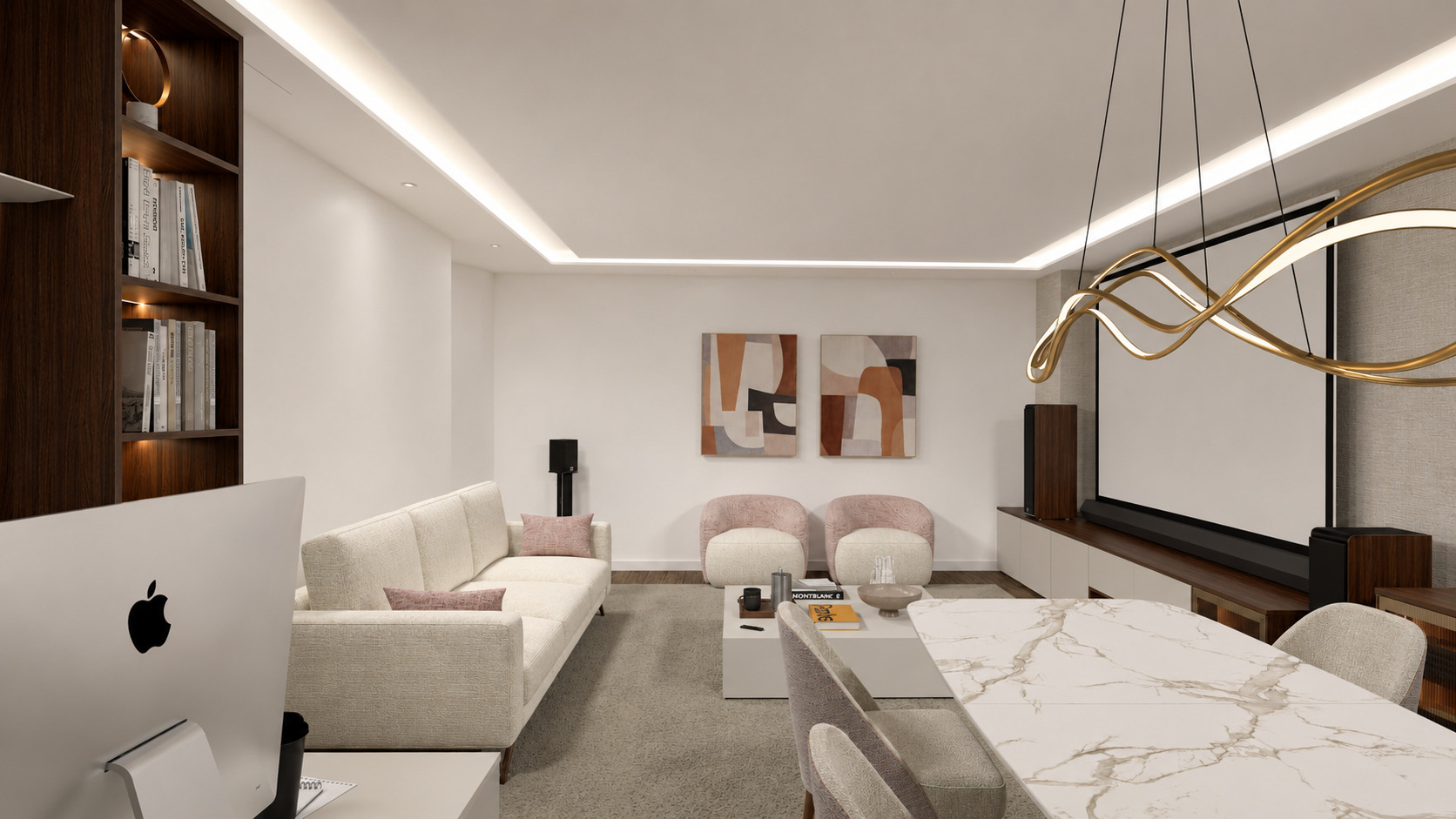 Sala Alverca IS — secretária voltada para a sala