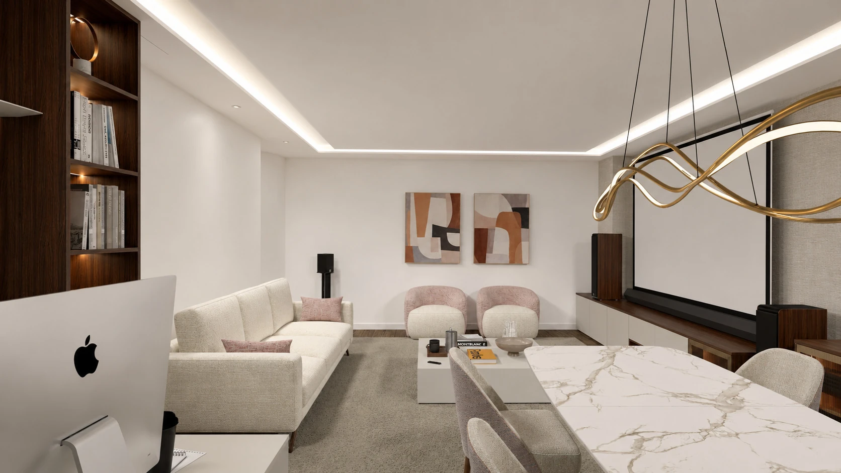Secretária por medida voltada para a sala